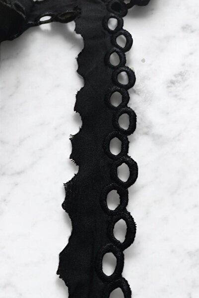 DUAYEN güpür organze tül aplike sürreal halka desen 1 metre