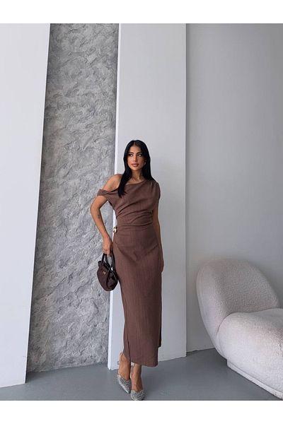 dolu butik Off Shoulder Linen Dress