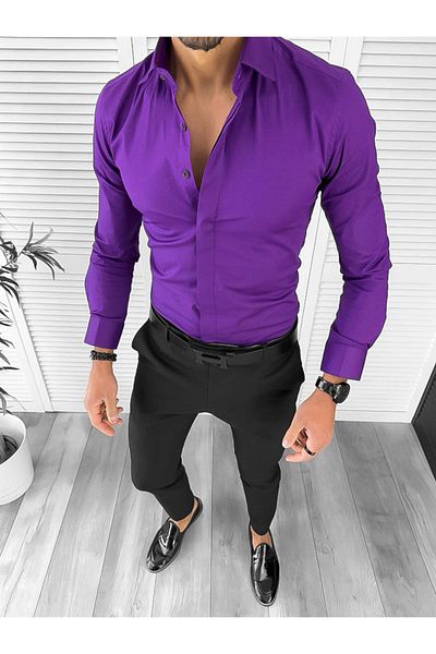 dehaine Men's shirt, elegant, purple, 12991