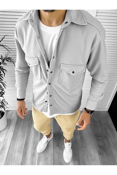 dehaine Men's shirt, casual, gray, 12910