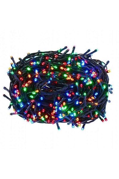 SIKS Instalație liniară cu LED-uri, cu 300 de LED-uri, lungime 20 m, fir verde închis, multicolor