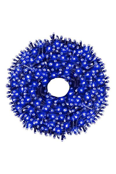 SIKS Instalație liniară de Crăciun, interior/exterior, rolă de 100 m, 8 efecte de lumină, sârmă albastră, neagră