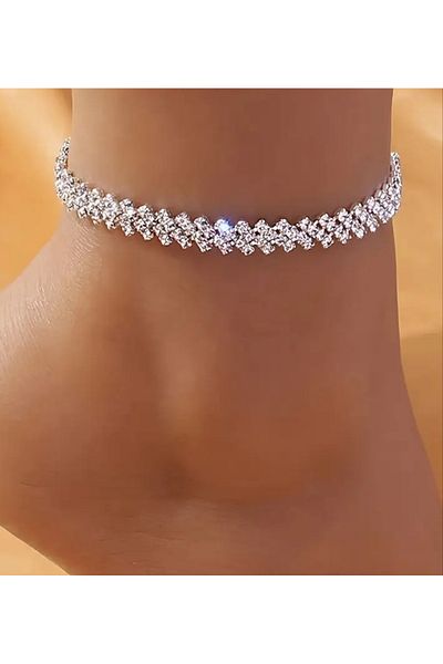 Mihra Aksesuar Stoned Cross Anklet