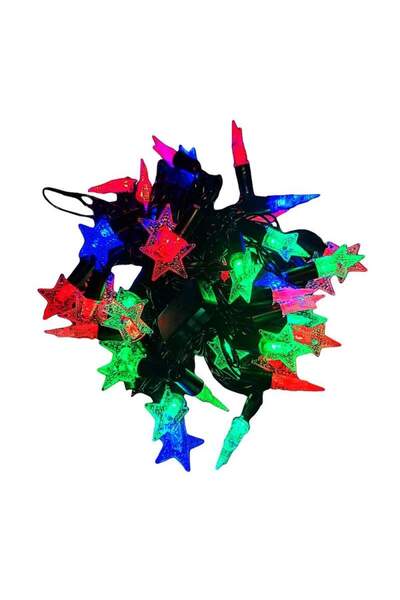 SIKS Șir luminos colorat, 6 m, fir negru, LED tip stea, 40 LED-uri, multicolor