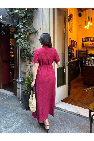 Viskosa Curea în talie, model cu mărgele, lungime maxi înfășurată, rochie confortabilă și elegantă pentru zi cu zi