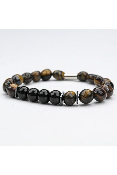 Skygo Tiger Eye and Oltu Stone Fishing Rod Rubber Bracelet