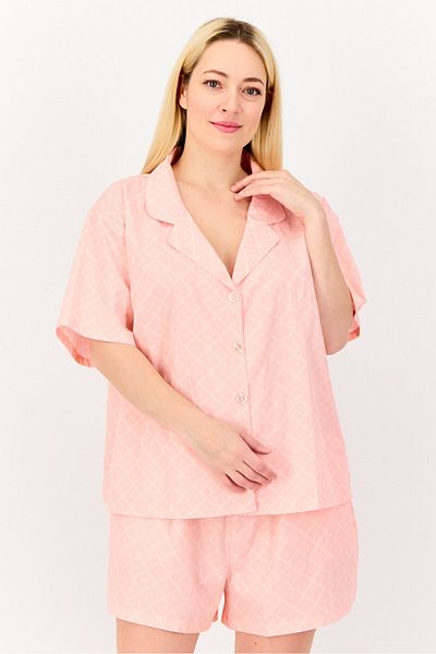 Flora Women 2 Pieces Floral Print Pyjama Set, Coral