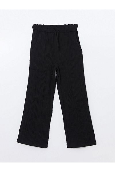 LC Waikiki Lcw Eco Black Elastic Waist Textured Girl Pants S5Hl60Z4Nvy25