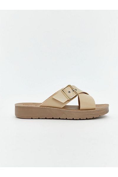 LC Waikiki Lcw Steps Beige Cross Strap Women's Slippers