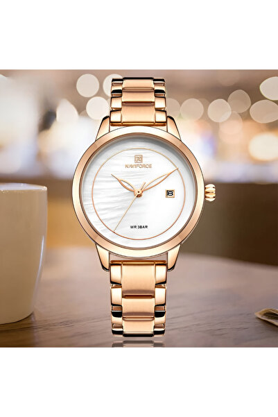 Naviforce ساعة تناظرية فاخرة وبسيطة مع قرص التاريخ