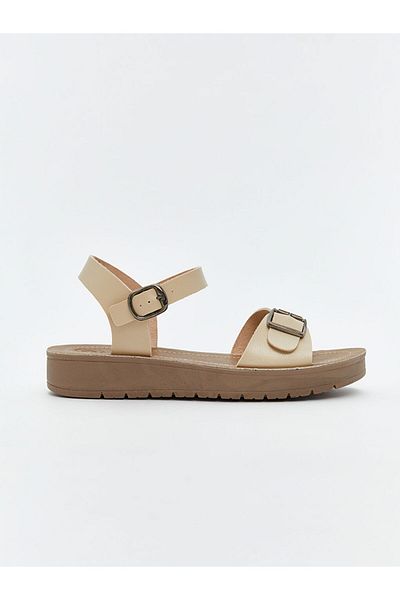 LC Waikiki Γυναικεία σανδάλια LCW STEPS Μπεζ λουράκι στον αστράγαλο