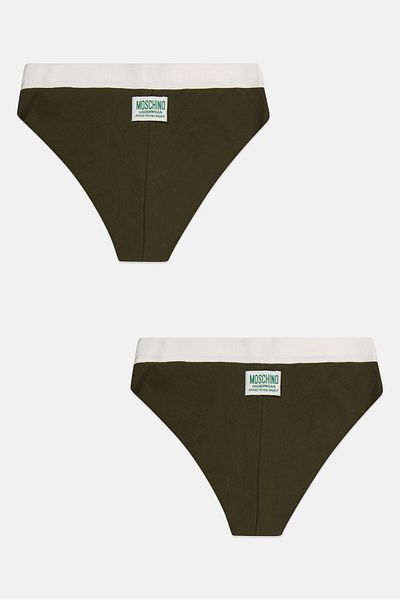 Moschino Women 2 Pieces Brand Logo Brazilian Briefs, Olive