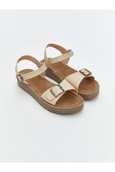 LC Waikiki Γυναικεία σανδάλια LCW STEPS Μπεζ λουράκι στον αστράγαλο