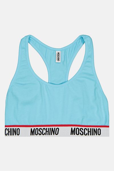 Moschino Women Brand Logo Non-Padded Bralette, Blue