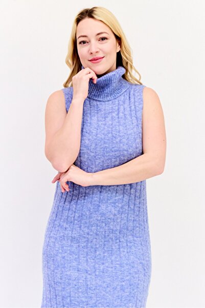 Esprit Women Knitted Sweater Dress, Heather Blue