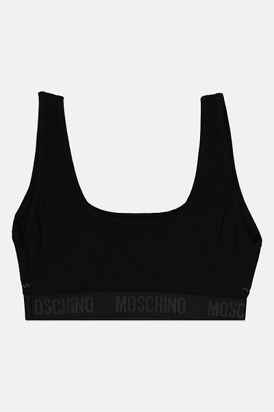 Moschino ملابس داخلية نسائية بدون بطانة وشعار مطرز، لون أسود