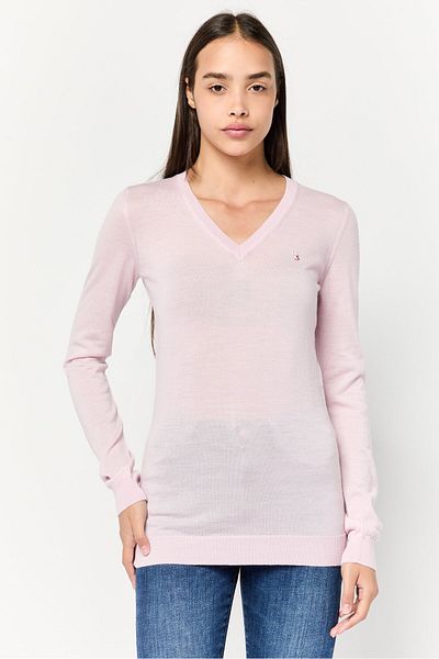 Harmont & Blaine Sport Women V-Neck Embroidered Logo Sweater, Pink