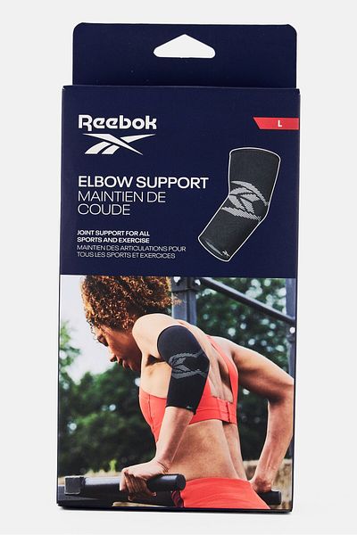 Reebok Women Brand Logo Elbow Support, Black