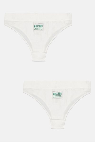 Moschino Women 2 Pieces Brand Logo Hipster Briefs, White