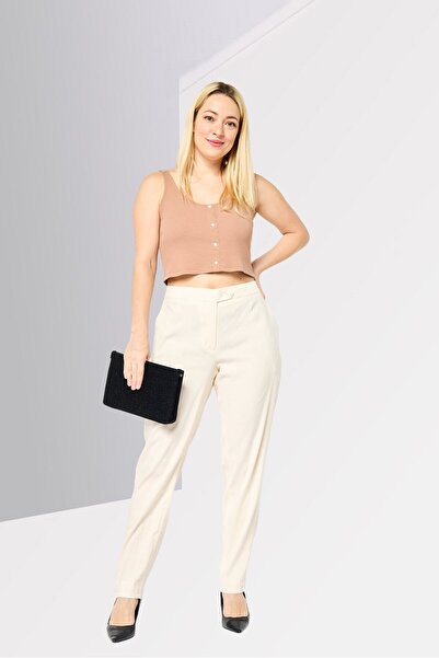 Gant Women Regular Fit Solid Dress Pants, Cream