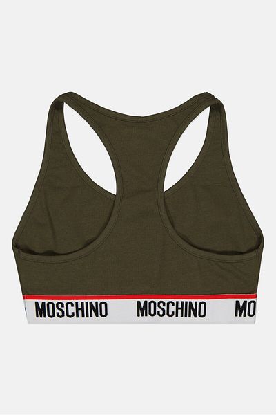 Moschino حمالة صدر نسائية غير مبطنة بشعار العلامة التجارية، لون زيتوني