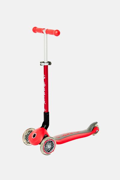 Globber Primo Foldable Lights Scooter, Red