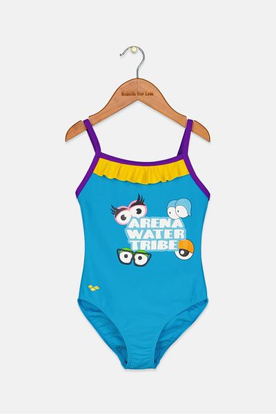 ARENA Kid Girls Graphic Pint Sleeveless Swimsuit, Blue