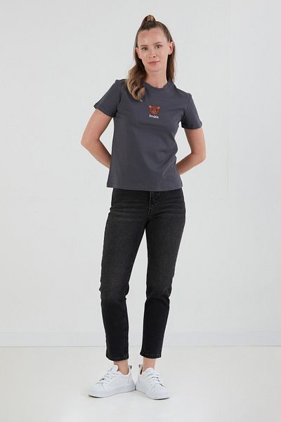 Fulla Moda Μπλουζάκι με κέντημα αρκουδάκι και κείμενο