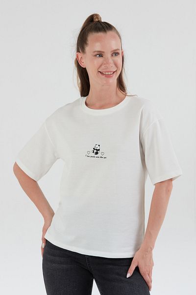 Fulla Moda Panda Printed Oversize T-Shirt