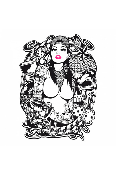 INOVATIX Set de 8 piese, autocolant cu jocuri de noroc și femei, INOVATIX®. 6 cm