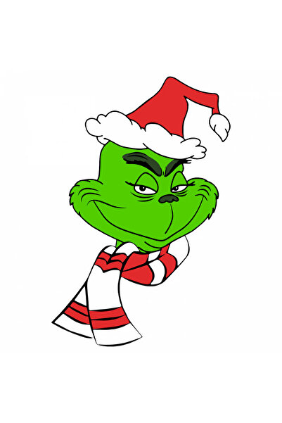 INOVATIX Set de 8 piese, autocolant Grinch cu eșarfă, INOVATIX®. 6 cm