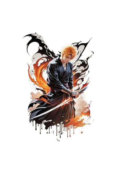 INOVATIX Set de 8 piese, autocolant luptător Ichigo Kurosaki, INOVATIX®. 6 cm