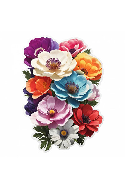 INOVATIX Set de 8 autocolante buchet de flori de anemonă, INOVATIX®. 6 cm