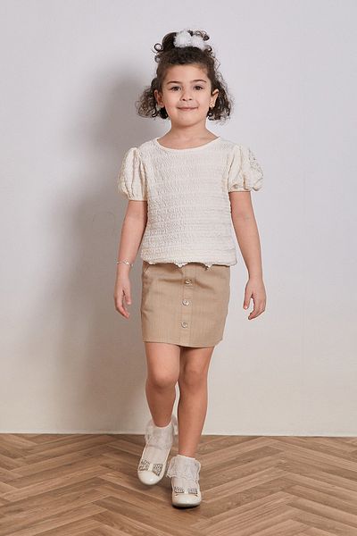Fulla Moda Κοριτσίστικη φούστα με κουμπιά με κορδόνι στη μέση