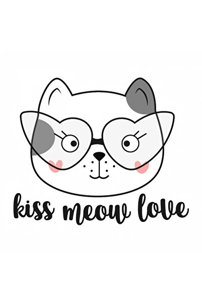 INOVATIX Set de 8 piese, autocolant Kiss meow love, INOVATIX®. 6 cm