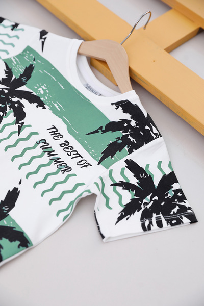 Fulla Moda Palm Printed Capri Boy's Suit