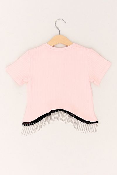 Fulla Moda Ribbed Waist Chain Girl's Bodysuit