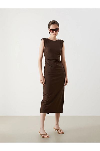 LC Waikiki Lcw Vision Crew Neck Smocked Crepe Dress