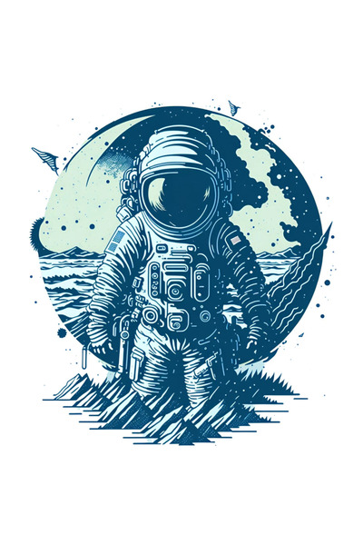 INOVATIX Set de 8 piese, autocolant cu astronaut pe Lună, INOVATIX®. 6 cm