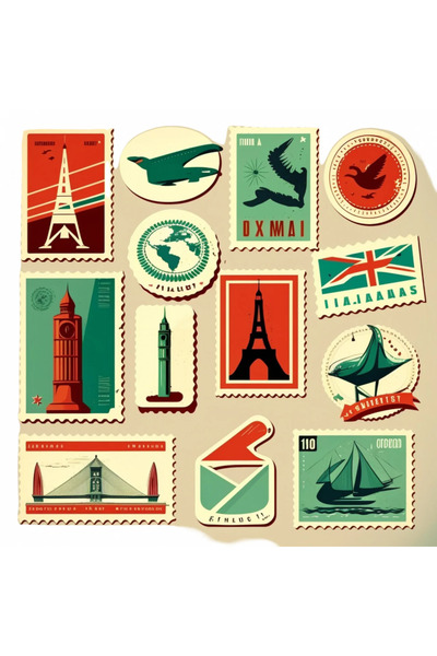 INOVATIX Set de 8 autocolante magnetice pentru frigider cu ștampile, INOVATIX...