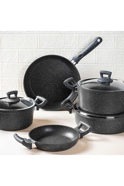 Tantitoni Granite 8 Piece Cookware Set Gray Grset8G