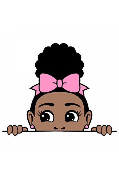 INOVATIX Set de 8 piese, autocolant Fată afro cu fundă în păr, INOVATIX®. 6 cm