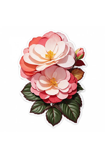 INOVATIX Set de 8 bucăți, autocolant floare begonia, INOVATIX®. 6 cm