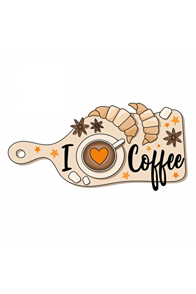 INOVATIX Set de 8 piese, autocolant I Love Coffee, INOVATIX®. 6 cm