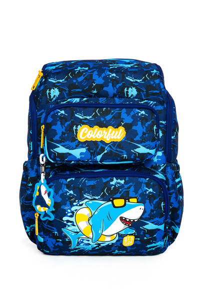 Colorful Rucsac Maxim Shark - Geantă pentru băieți cu tematică rechin, cu com...