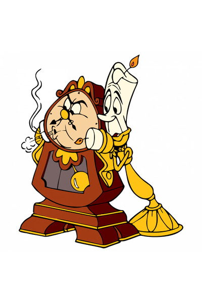 INOVATIX Set de 8 autocolante Frumoasa și Bestia, Lumiere și Cogsworth, INOVA...