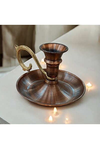 Bakır Center Bakır Şamdan Bakır Ayaklı Şamdan Bakır Ayaklı Mumluk Fırfırlı Ba...