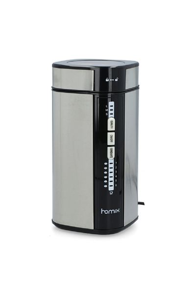 HOMİX 6-Cups Compact Stainless Steel Coffee Bean Grinder Silver and Black
