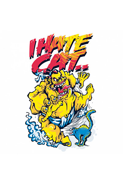 INOVATIX Set de 8 piese, autocolant Urăsc pisicile, INOVATIX®. 6 cm