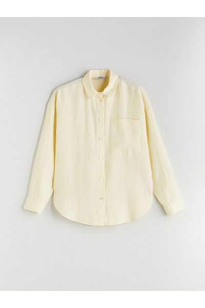 LC Waikiki Lcw 100% Linen Oversize Women's Shirt Fast Fashion
